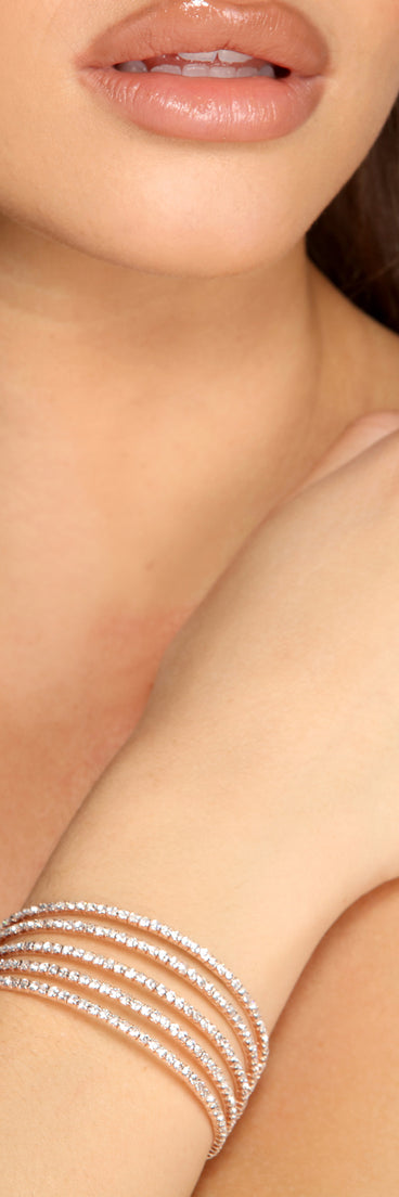 Five Row Memory Wire Rhinestone Cuff