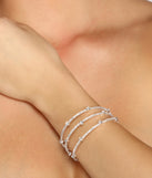 Stunning Sparkle Rhinestone Cuff is a stunning choice for a bridesmaid dress or maid of honor dress, and to feel beautiful at Homecoming 2023, fall or winter weddings, formals, & military balls!