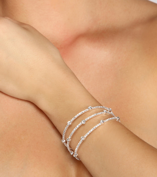 Stunning Sparkle Rhinestone Cuff is a stunning choice for a bridesmaid dress or maid of honor dress, and to feel beautiful at Homecoming 2023, fall or winter weddings, formals, & military balls!