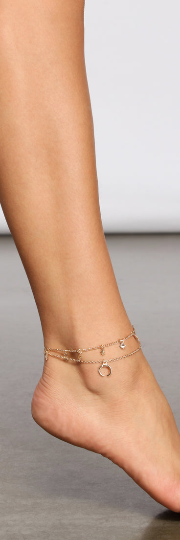 Stars And Moon Charm Anklet is a trendy pick to create 2023 festival outfits, festival dresses, outfits for concerts or raves, and complete your best party outfits!