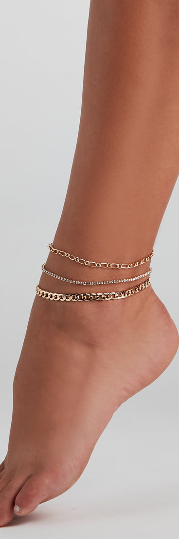 Luxe Links Layered Rhinestone Anklet