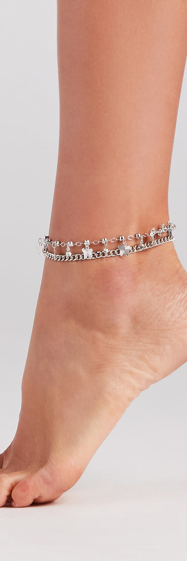 Social Beauty Butterfly Two Pack Anklet Set