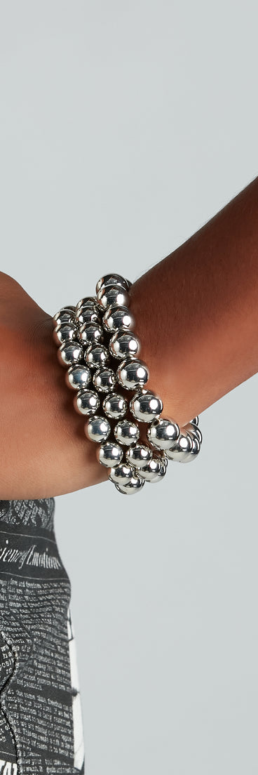 Stylish Contemporary Bead Three Piece Bracelet