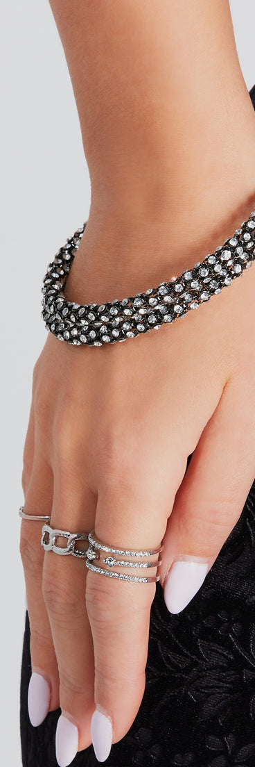 Upscale Glam Rhinestone Hematite Bracelet