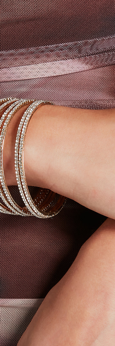 Touch Of Shine Rhinestone Bangle Bracelet Set