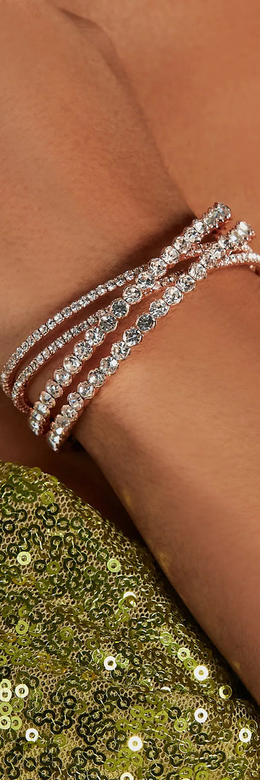Glitzy Criss-Cross Rhinestone Cuff Bracelet