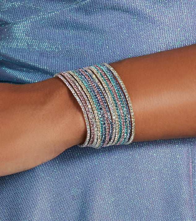 Windsor Colorful Charm Rhinestone Stretch Bracelet Set