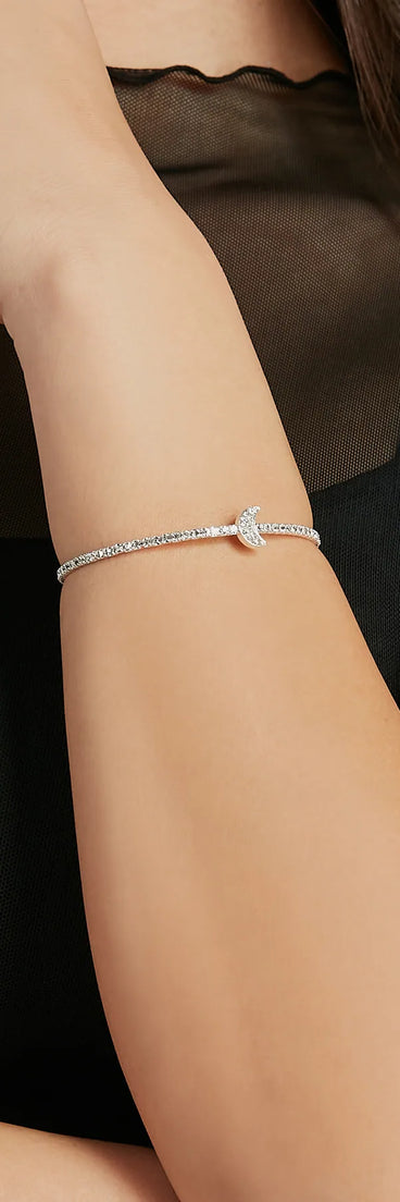Capture The Moon Crescent Rhinestone Bracelet