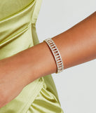 Level Up The Luxe Rhinestone Cutout Bracelet, a trendy addition to women's going-out outfits, is ideal for spring break outfits, chic GNO attire, or going-out looks that keep you feeling cofident and stylish!