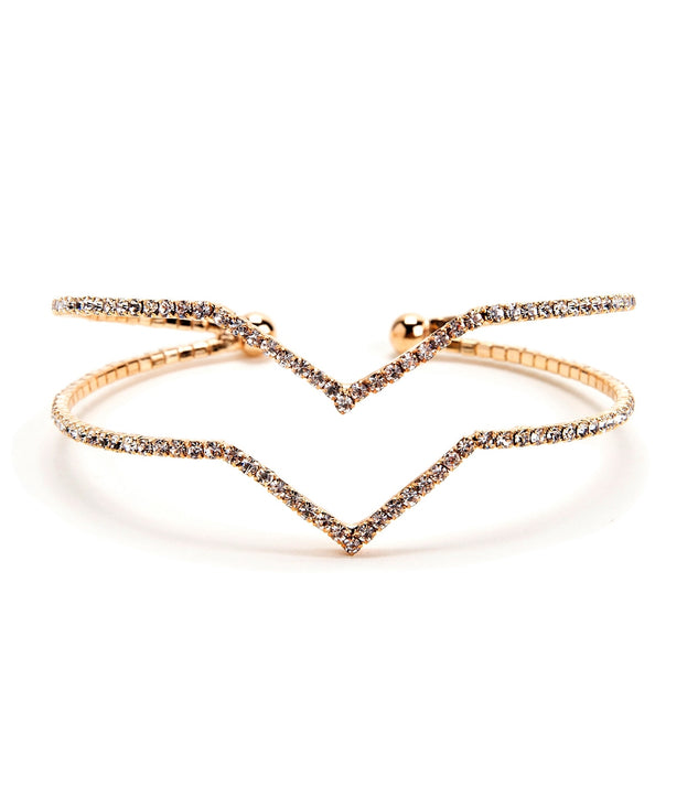 Double Row Rhinestone V Cuff
