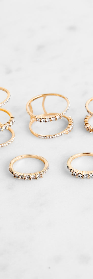 Rhinestone Five Pack Ring Set