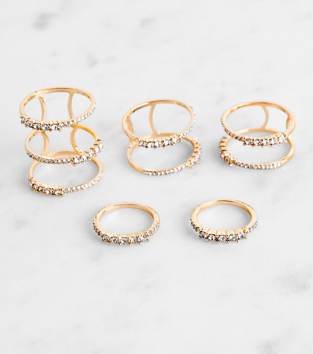 Rhinestone Five Pack Ring Set