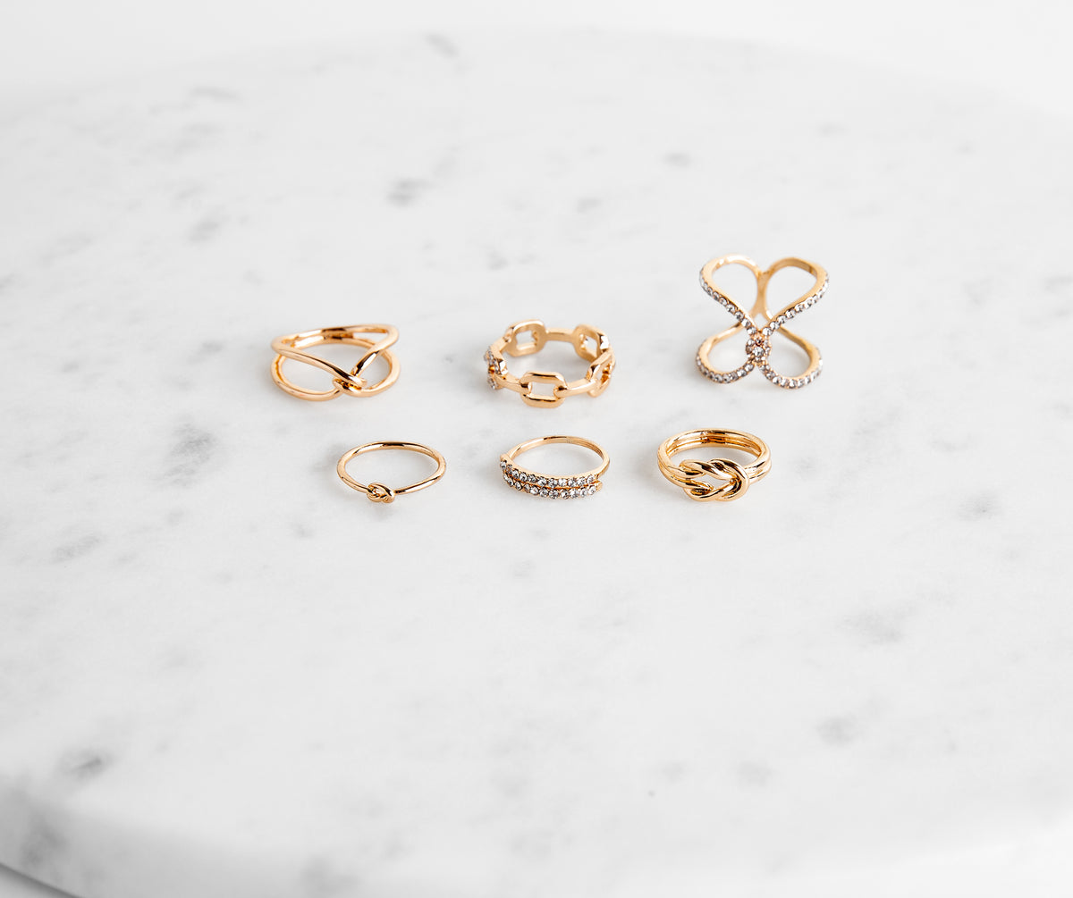 Rhinestone Knot Variety Ring Pack & Windsor