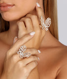 Butterfly Rhinestone Ring Set