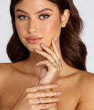 Triangular Rhinestone Ring Set