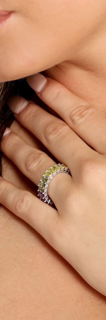 Sterling Silver Rainbow Infinity Ring