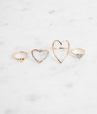 Four Pack Dainty Heart Rings