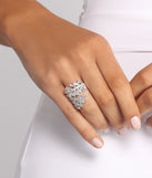 Cubic Zirconia Baguette Leaf Ring