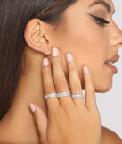 With Cubic Zirconia and Rhinestone Multi Ring Pack as your homecoming jewelry or accessories, your 2023 Homecoming dress look will be fire!