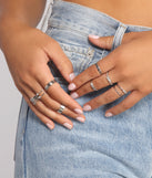 Rhinestone and Basic Band Multi Ring Pack is a trendy pick to create 2023 festival outfits, festival dresses, outfits for concerts or raves, and complete your best party outfits!