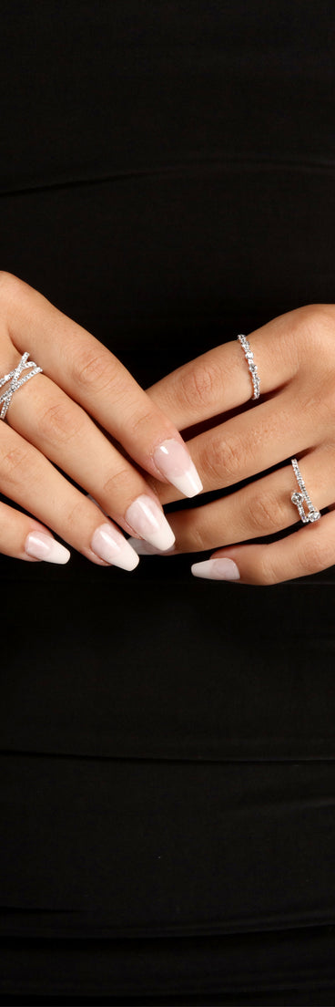 Three Pack Twist Silver Rhinestone Rings for 2022 festival outfits, festival dress, outfits for raves, concert outfits, and/or club outfits