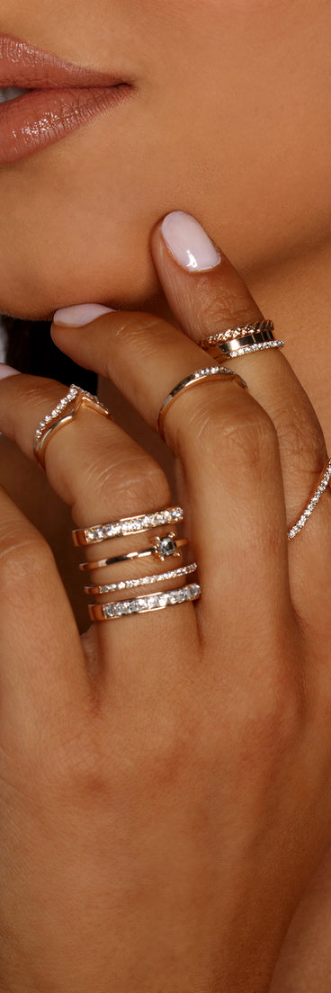 Rhinestone Dainty Ring Six Pack Set
