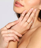Dainty Rhinestone Cross Charm Ring Pack helps create the best bachelorette party outfit or the bride's sultry bachelorette dress for a look that slays!