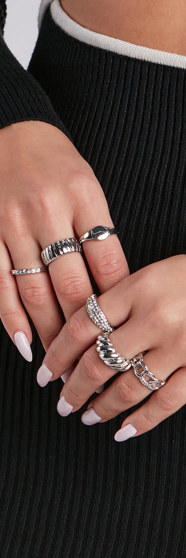 Luxe Bling Six-Pack Ring Set