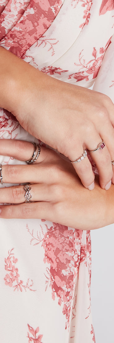 Trendy Shine Rhinestone Dainty Ring Set