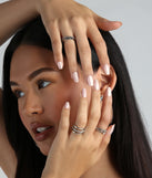 Sparkle Details Rhinestone Five-Pack Ring Set