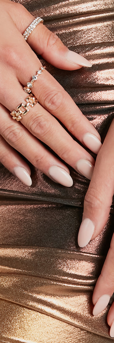 Glitzy Details Five-Pack Rhinestone Ring Set