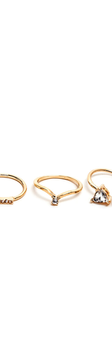 Triangle Rhinestone Ring Multi Pack