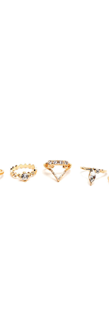 Geometric Rhinestone Rings Pack