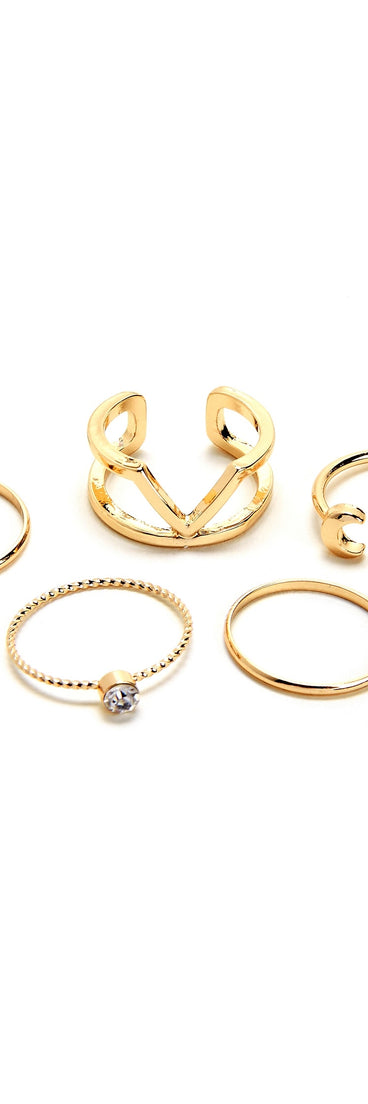 Moon & Stars Dainty Rings Pack for 2022 festival outfits, festival dress, outfits for raves, concert outfits, and/or club outfits