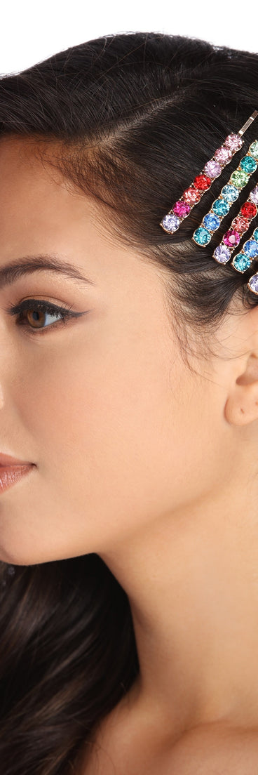 Rainbow Rhinestone Hair Pins is a trendy pick to create 2023 festival outfits, festival dresses, outfits for concerts or raves, and complete your best party outfits!