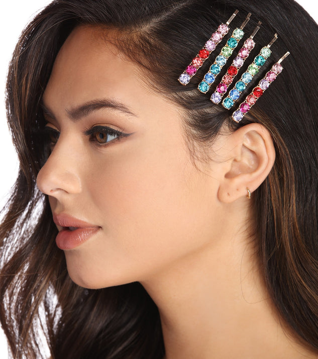 Rainbow Rhinestone Hair Pins is a trendy pick to create 2023 festival outfits, festival dresses, outfits for concerts or raves, and complete your best party outfits!