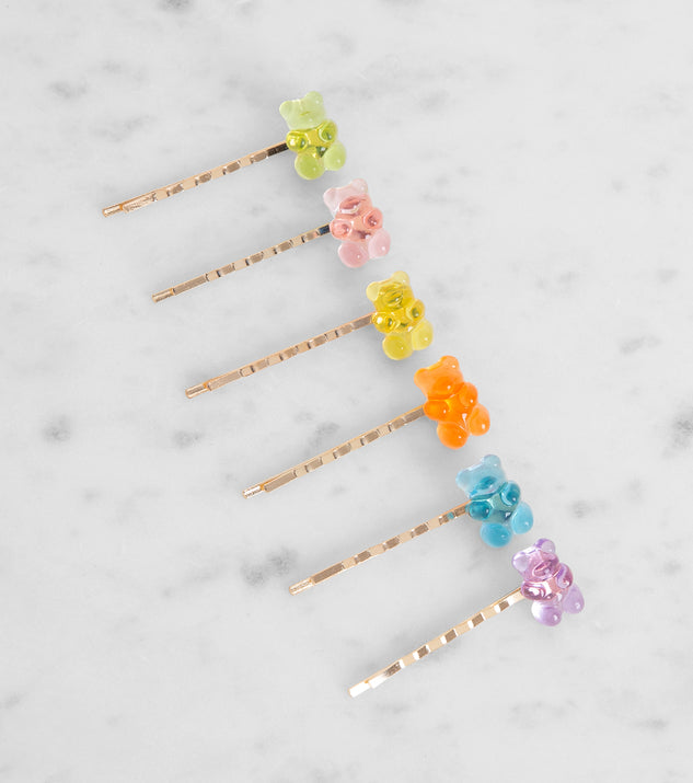 Gummy Bear Bobby Pin 6 Pack is a trendy pick to create 2023 festival outfits, festival dresses, outfits for concerts or raves, and complete your best party outfits!