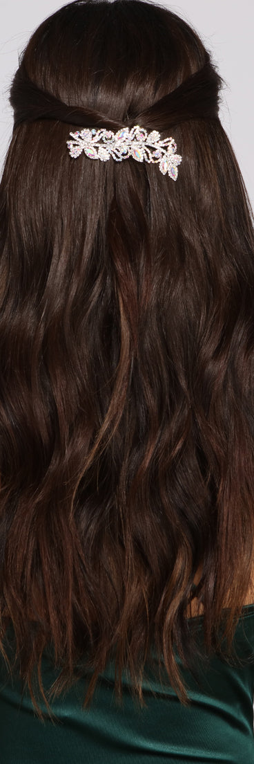 Iridescent Flower Rhinestone Hair Comb