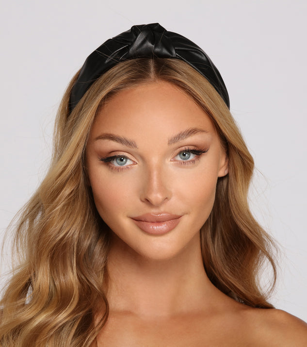 Faux Leather Twist Knot Headband for 2022 festival outfits, festival dress, outfits for raves, concert outfits, and/or club outfits