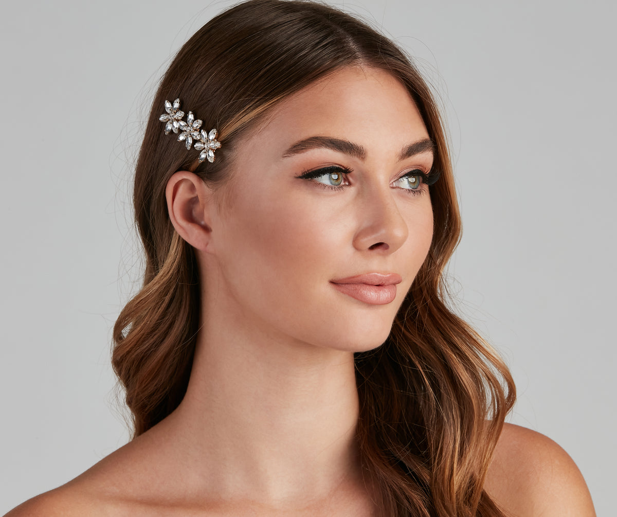 Floral Glam Rhinestone Barrette & Windsor
