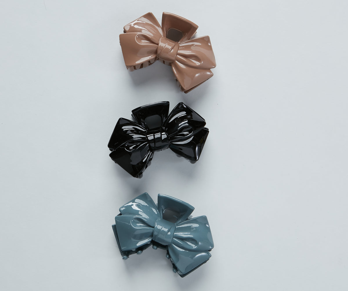 Bow Three-Pack Claw Hair Clips