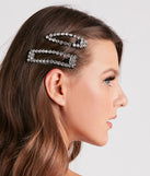 Glam Trendsetter Rhinestone Hair Clip Pack helps create the best bachelorette party outfit or the bride's sultry bachelorette dress for a look that slays!