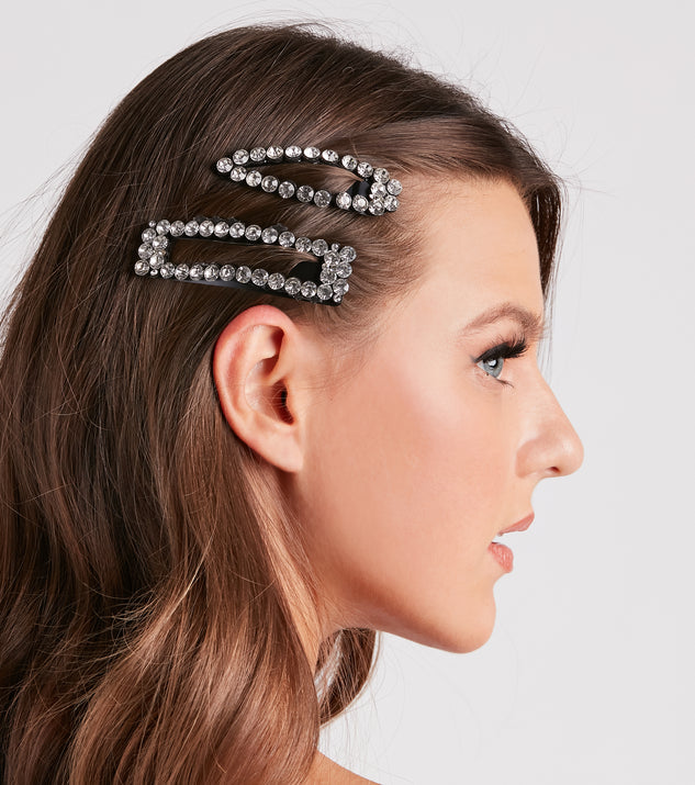 Glam Trendsetter Rhinestone Hair Clip Pack helps create the best bachelorette party outfit or the bride's sultry bachelorette dress for a look that slays!