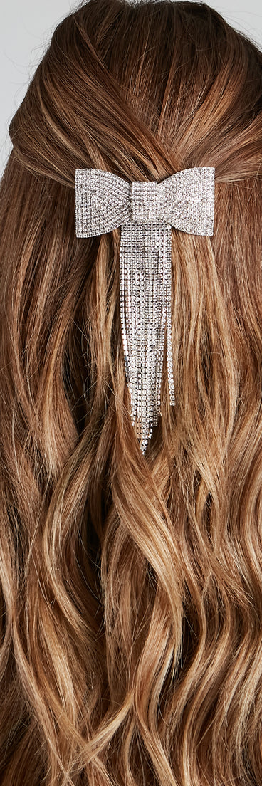 Pretty Glam Rhinestone Bow Barrette for a storybook character costume like a women's Alice or Lil Red costume