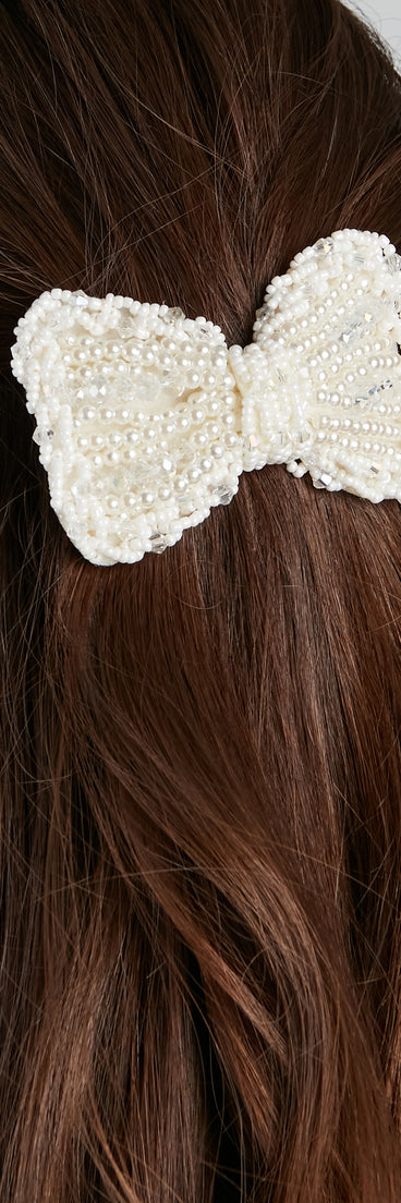 Glam Chic Pearl Bow Hair Clip