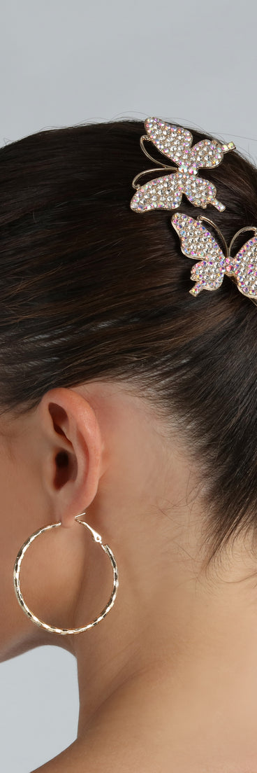 Everlasting Glamour Rhinestone Butterfly Barrette Set