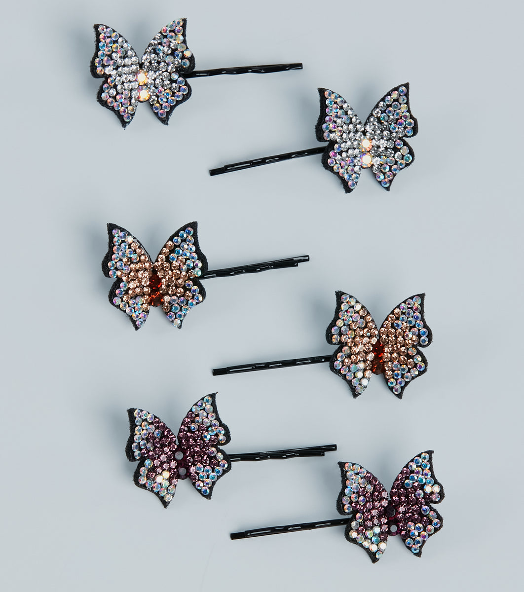 Glam Dreamer Rhinestone Butterfly Hair Pin Set