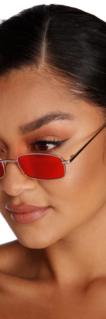 Mirrored Mini Rectangle Sunglasses