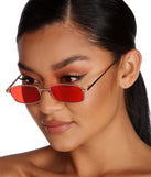Mirrored Mini Rectangle Sunglasses