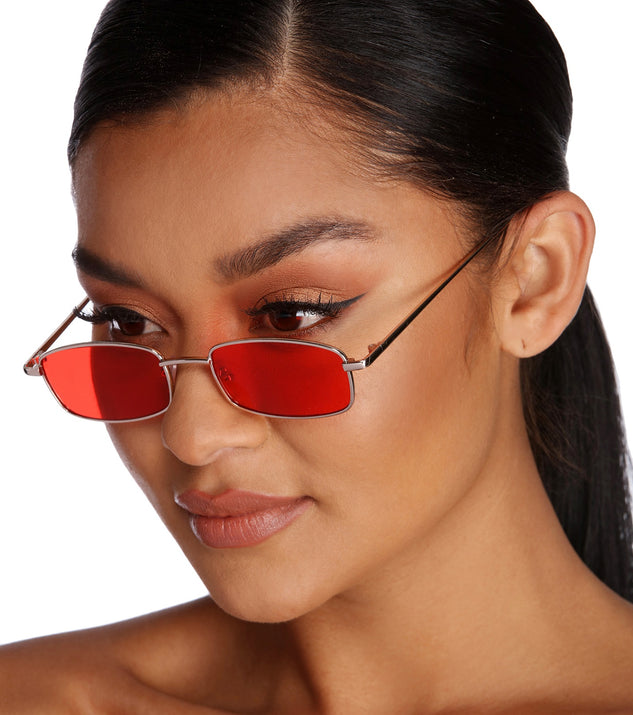 Mirrored Mini Rectangle Sunglasses